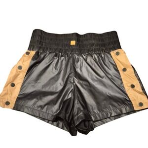 Magnlens Black Tan Snap Side Ripstop Athletic Shorts SMS Sample Small